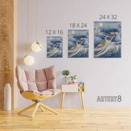 "Artery8 Samurai Yoshida Shoin Headed To Black Ships Canvas Wall Art Print in Blue - Size: W24"" x H32""" - thumbnail 4