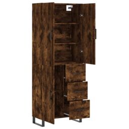Berkfield Home Highboard Smoked Oak 69.5x34x180 cm Engineered Wood in Brown - thumbnail 4