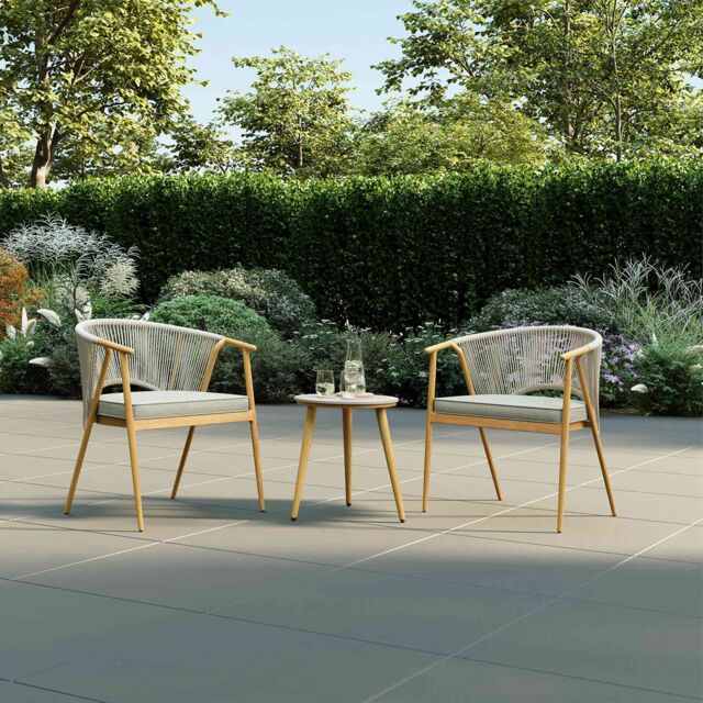 Charles Bentley Almada Bistro Set in Grey - Size: 2 Seater - image 1