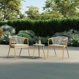 Charles Bentley Almada Bistro Set in Grey - Size: 2 Seater - thumbnail 1