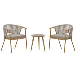 Charles Bentley Almada Bistro Set in Grey - Size: 2 Seater - thumbnail 5