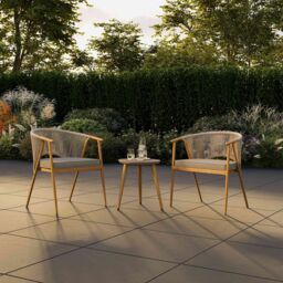 Charles Bentley Almada Bistro Set in Grey - Size: 2 Seater - thumbnail 2