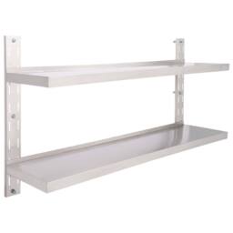 Berkfield Home Durable 2-Tier Floating Wall Shelf Stainless Steel 150x30 cm in Grey - thumbnail 3
