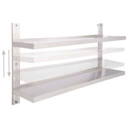 Berkfield Home Durable 2-Tier Floating Wall Shelf Stainless Steel 150x30 cm in Grey - thumbnail 1