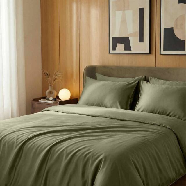 Bedable 100% Cotton Bedding Set Sateen 460 Thread Count - Soft Bedding in Green - Size: Double - image 1