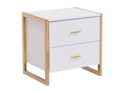 Vente-unique Bedside Table With 2 Drawers - MDF - Gloss White & Gold - OMBRELIA - thumbnail 6
