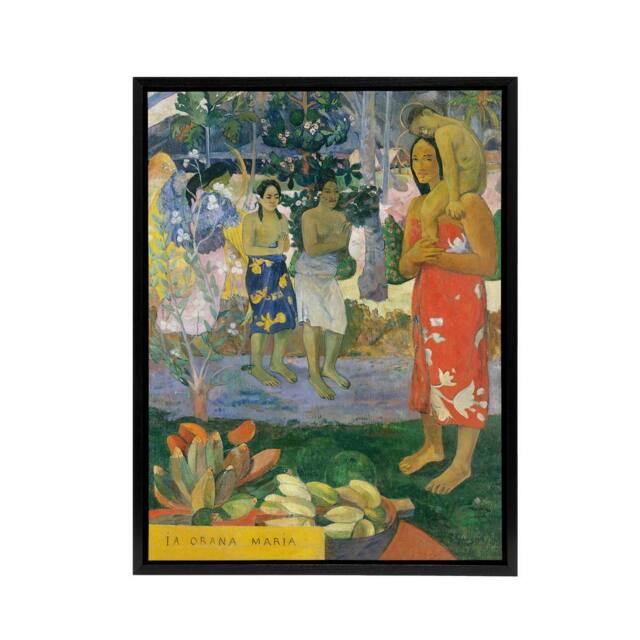 "Artery8 Hail Mary La Orana Maria Paul Gauguin Framed Canvas Wall Art Print - Size: W12"" x H16""" - image 1