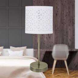 First Choice Lighting Set of 2 Antique Brass Stick Table Lamps with White Laser Cut Shades in Bronze - thumbnail 2