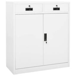 Berkfield Home Office Cabinet White 90x40x102 cm Steel - Size: 90 x 40 x 102 cm - thumbnail 2