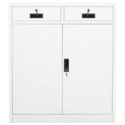 Berkfield Home Office Cabinet White 90x40x102 cm Steel - Size: 90 x 40 x 102 cm - thumbnail 1