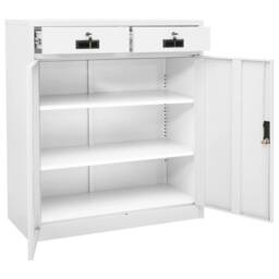Berkfield Home Office Cabinet White 90x40x102 cm Steel - Size: 90 x 40 x 102 cm - thumbnail 6