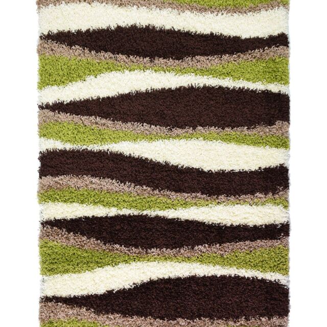 Bravich LTD Thick Shaggy Waves Rug - California in Green - Size: 80 cm x 150 cm - image 1