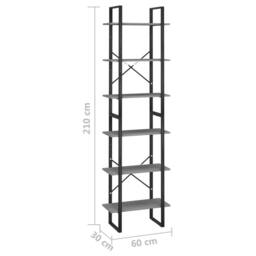 Berkfield Home Storage Shelf Grey 60x30x210 cm Solid Wood Pine - Size: 60 x 30 x 210 cm - thumbnail 7