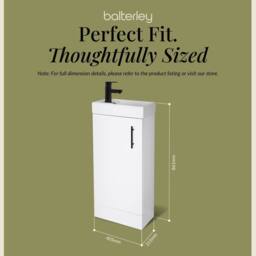 Balterley Wall Hung Vanity Basin 400mm Gloss White & Matt Black Handle - thumbnail 5