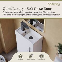 Balterley Wall Hung Vanity Basin 400mm Gloss White & Matt Black Handle - thumbnail 3