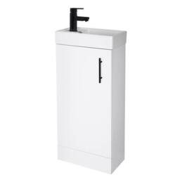 Balterley Wall Hung Vanity Basin 400mm Gloss White & Matt Black Handle