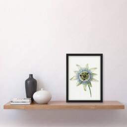 Artery8 Jean Bernard Framed Wall Art Passion Flower Bloom Floral Drawing in White - Size: A4 - thumbnail 2