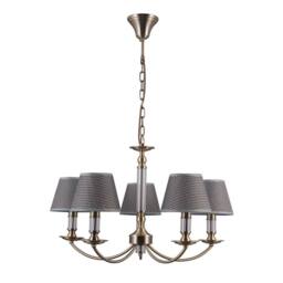 Netlighting Classic Hanging Pendant Antique Bronze 5 Light with Grey Shade E14 in Brown - thumbnail 2