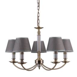Netlighting Classic Hanging Pendant Antique Bronze 5 Light with Grey Shade E14 in Brown - thumbnail 1