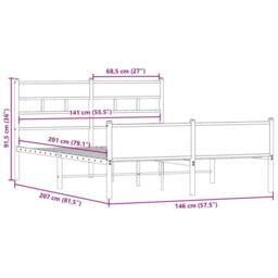 Berkfield Home Elegant Bed Frame without Mattress Smoked Oak 140x200 cm Engineer in Brown - thumbnail 9