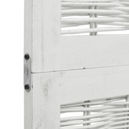 Berkfield Home Room Divider 4 Panels White Solid Wood Paulownia - thumbnail 6
