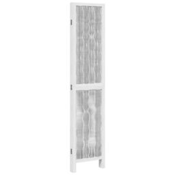 Berkfield Home Room Divider 4 Panels White Solid Wood Paulownia - thumbnail 5