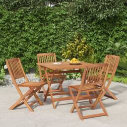 Berkfield Home 5 Piece Garden Dining Set Solid Wood Acacia in Brown - thumbnail 1