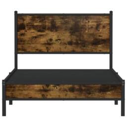 Berkfield Home Metal Bed Frame without Mattress Smoked Oak 100x190 cm in Brown - thumbnail 5