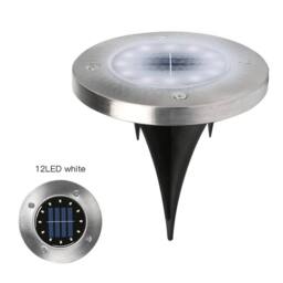 FLAVORA 12x White Solar Power LED Lights Ground Floor in Silver