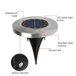 FLAVORA 12x White Solar Power LED Lights Ground Floor in Silver - thumbnail 3