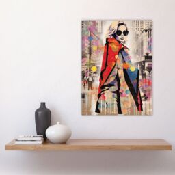 Artery8 Wall Art Print New York Fashion Advert Picture Collage Artwork Woman Colour Fashion Stands Out In Grey City Vibrant Colourful Bold Pop Art - thumbnail 4