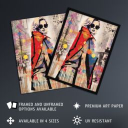 Artery8 Wall Art Print New York Fashion Advert Picture Collage Artwork Woman Colour Fashion Stands Out In Grey City Vibrant Colourful Bold Pop Art - thumbnail 2
