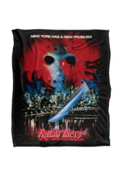 Friday the 13th Blanket, 152x127 cm Jason Takes Manhattan Poster Silky Touch Super Soft Throw Blanket in White - thumbnail 1