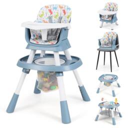 Gymax 16-in-1 Convertible High Chair Table & Chair Set With Removable Tray in Blue
