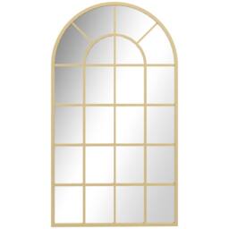 HOMCOM Modern Arch Window Wall Mirror for Living Room Bedroom, Gold Tone - thumbnail 2