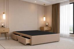 "Chester & Oakley Lorenzo Plush Divan Bed Base 4 Drawers - 54"" Headboard in Stone - Size: King" - thumbnail 6