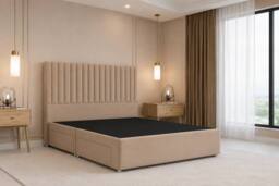 "Chester & Oakley Lorenzo Plush Divan Bed Base 4 Drawers - 54"" Headboard in Stone - Size: King" - thumbnail 3