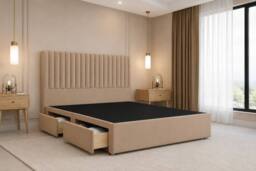 "Chester & Oakley Lorenzo Plush Divan Bed Base 4 Drawers - 54"" Headboard in Stone - Size: King" - thumbnail 2