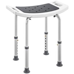 HOMCOM Adjust Aluminium Bath Stool Shower Non-Slip w/ Shower Hole in Grey - thumbnail 2