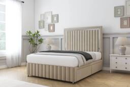 "Sloomy Boston Chrome Coniston Divan Base 2 Drawers-26"" Headboard- Footboard in Cream - Size: King" - thumbnail 3