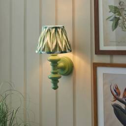 Netlighting Carnaby Green Wall Light Green Fabric Zigzag Shade 20cm B22 - thumbnail 2