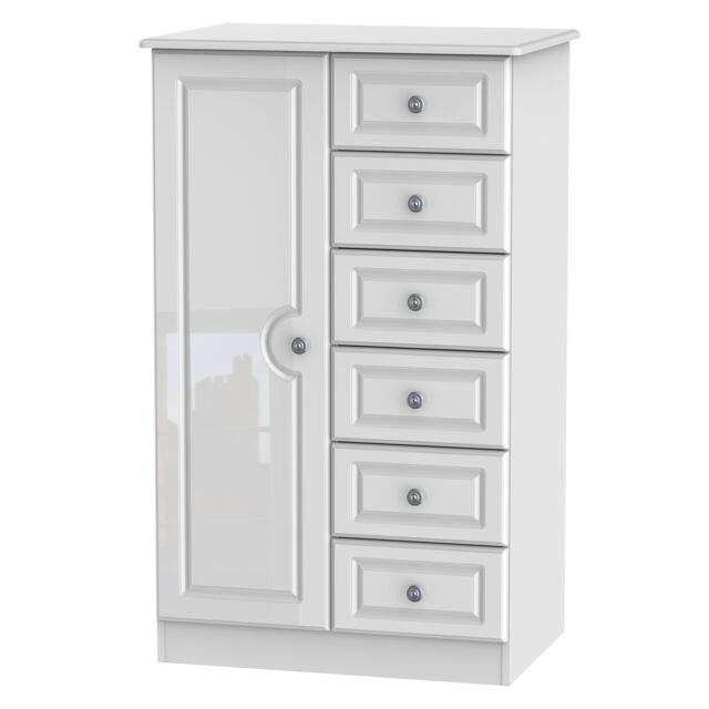 Ready Assembled 2 U Stirling 1 Door 5 Drawer Childrens Wardrobe (Ready Assembled) in White