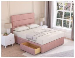 Sloomy Texas Memory Foam Divan Bed Set With Mattress, 2 Drawers & Headboard Plush Velvet in Pink - Size: Double - thumbnail 3