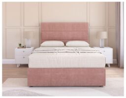 Sloomy Texas Memory Foam Divan Bed Set With Mattress, 2 Drawers & Headboard Plush Velvet in Pink - Size: Double - thumbnail 2