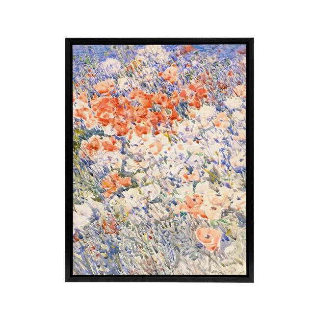 "Artery8 The Island Garden Spring Flowers Hassam Framed Canvas Wall Art Print - Size: W12"" x H16""" - image 1