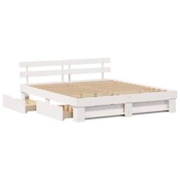 Berkfield Home Modern with Drawer with Headboard with Storage White 180 x 200 cm - thumbnail 6