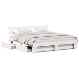 Berkfield Home Modern with Drawer with Headboard with Storage White 180 x 200 cm - thumbnail 1