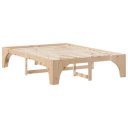 Berkfield Home Floor Bed Frame with Storage Brown 140 x 200 cm Solid pine wood in Natural - thumbnail 7