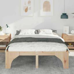 Berkfield Home Floor Bed Frame with Storage Brown 140 x 200 cm Solid pine wood in Natural - thumbnail 4