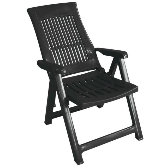 EONLION 1xAnthracite Folding Garden Lounger Chair 5 Multi Reclining Positions in Black - Size: 1 Pack